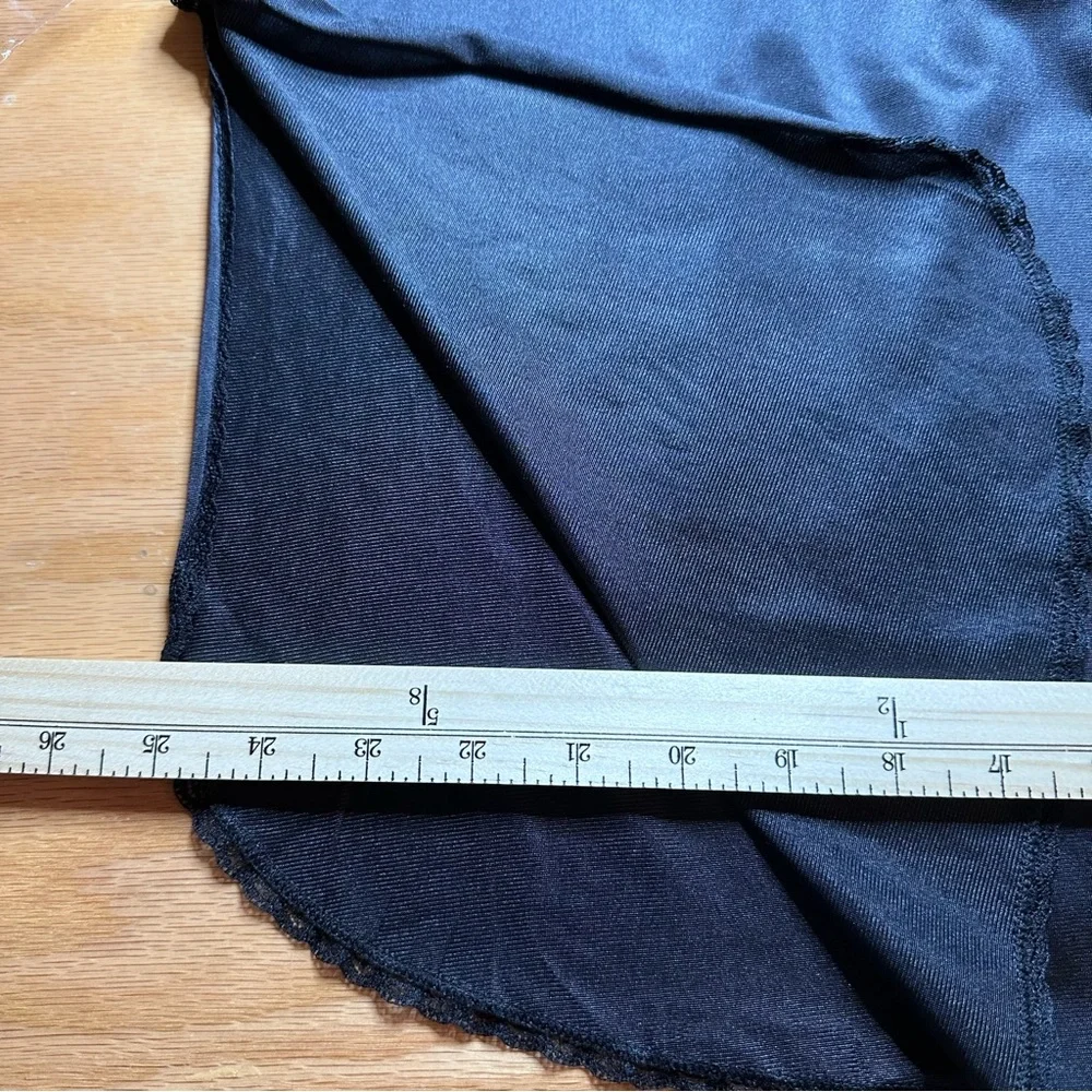 Vintage Vassarette‎ Slip Skirt Sz 2XL Black Lace Hem Silky Midi Lingerie EUC